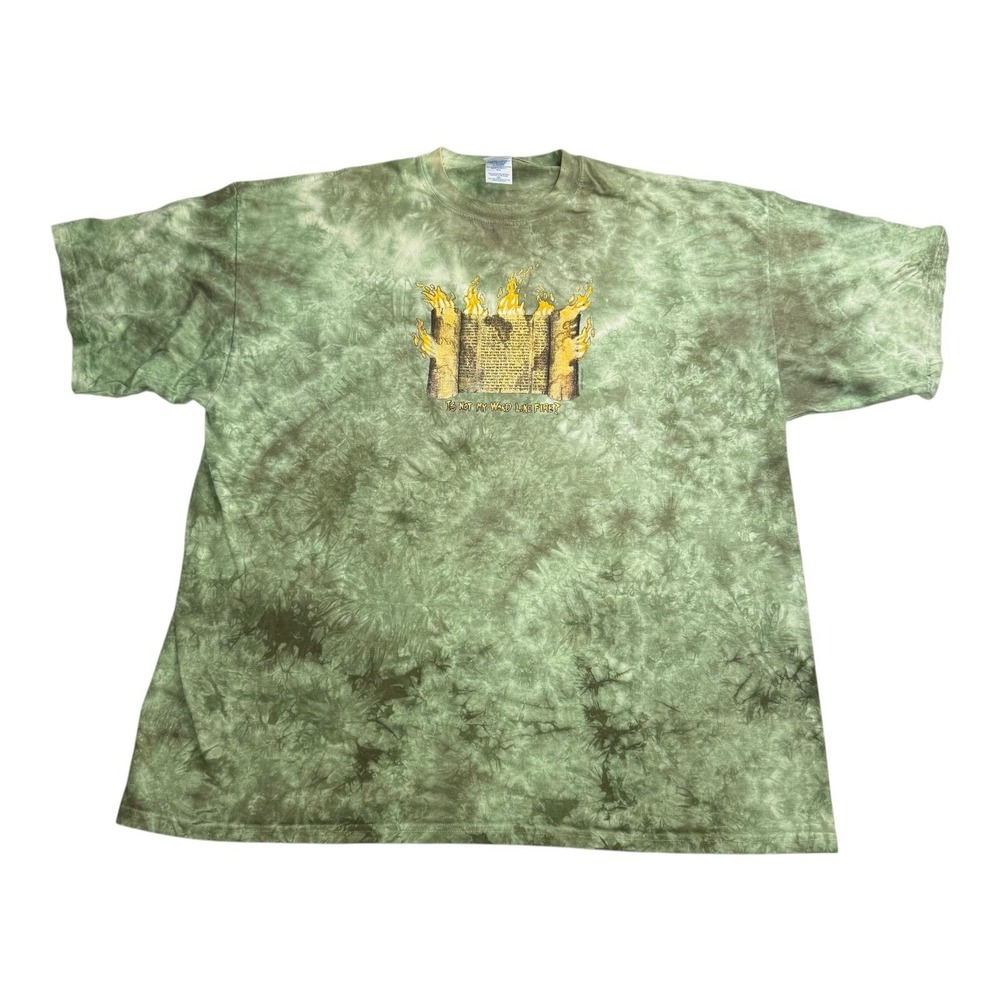 Vintage Y2K WiseDyes Jeremiah 23:28-29 Christian Tie Dye T Shirt 2XL M&O